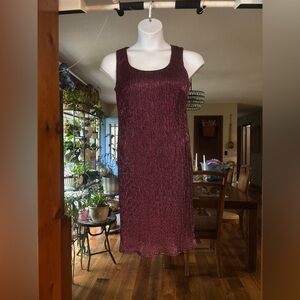 NWT R&M Richards Burgundy Metallic Midi Shift Dress with Cardigan Sz 6 $69 MSRP